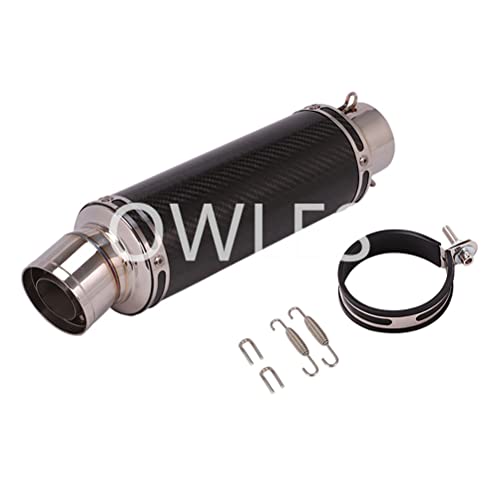 OWLES バイク マフラー 汎用 スリップオンマフラー 差込口 60.5mm 長さ 360mm 排気パイプ バンド付属 オートバイ バイクサイレンサー 排気パイプ バンド付属 オートバイ バッフル エキゾーストパイプ 排気管 (C, 360mm) ステン