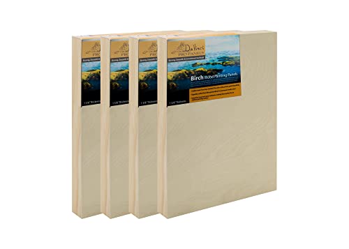 Jerry's Artarama Davinci Pro Panel de pintura de madera de abedul – Paneles de madera de 12 x 24 pulgadas – Paquete de 4 paneles de madera profesional de grano fino de 1-5/8 pulgadas de profundidad
