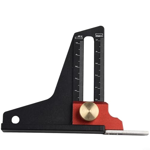 Feeshoppher Medidor de altura de aleación de aluminio, medidor de profundidad de doble escala, regla de altura, instrumento de medición, herramienta de carpintería para el hogar, bricolaje,