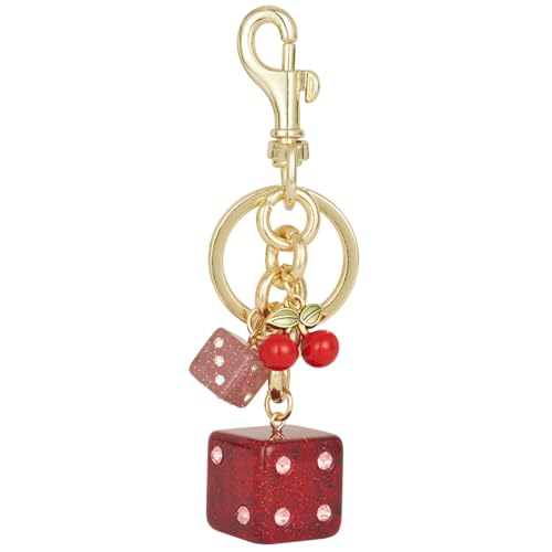 Dulcet Project Cherry Bag Charm Keychain Cute Purse Charm Red Dice Accessory for Women’s Handbags or Keys