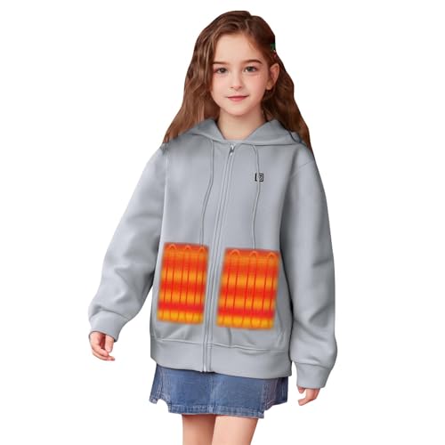Kids Heated Jacket for Girls Boys USB Rechargeable Heating Jacket Winter Warm Zip up Heated Coats Outerwear with Hood4
