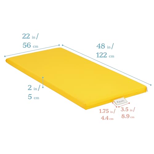 Image of ECR4Kids SoftZone Rainbow Rest Time Mat with Name Tag, Sleeping Pad, Yellow, 5-Piece