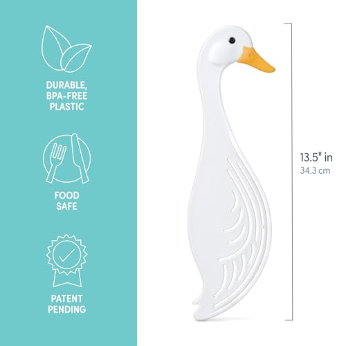 Image of Genuine Fred WATERFOWL Goose Pot Strainer - Great for Pasta and Vegetables - Easy One-Handed Draining - Space-Saving Design - Funny Kitchen Gadget and Accessory