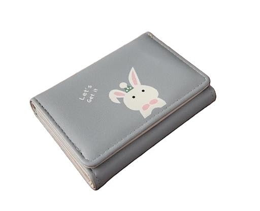 Cute Bunny Print RFID Card Holder Wallet for Women Slim PU Leather Pop Up Mini Credit Card Case Compact Purse Blue Free Size-image-17