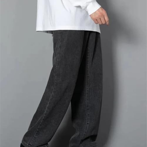 Men's Loose Straight Jeans Solid Color Wide Leg Denim Pants Casual Fashion Long Classic Trousers4