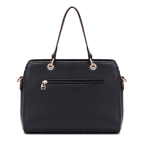 Image of HAWKWOOD Women's Premium PU Leather Structured Handheld Bag with Adjustable Shoulder Strap | Multi-Compartment Office & Casual Tote | Elegant Top Handle Purse for Daily Use