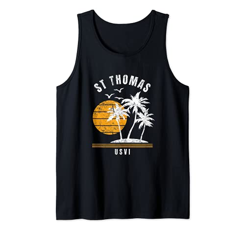 St Thomas Island USVI, Caribbean Vacation Souvenir Tank Top, Black