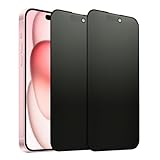 SOOPUR 2 Pack Matte Privacy Screen Protector for iPhone 15 / iPhone 16 6.1 Inches, Anti-spy Anti-glare Eye Protection Scratch Resistant Tempered Glass Film, Full Coverage, Smooth & Sensitive Touch