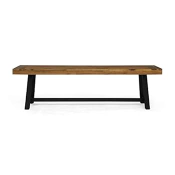 Alternative view of Christopher Knight Home Toby Outdoor Acacia Wood Bench, Sandblast Teak Finish and Black
