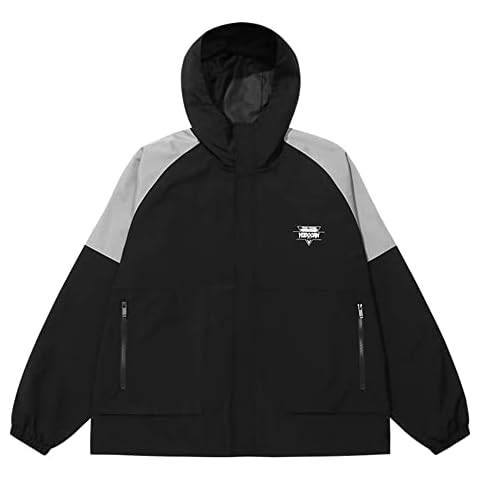 veadoorn Men's Outdoor windproof Jacket,Outdoor Camping Hiking Mountain Jacket Coat with Hood (black,L) Cover