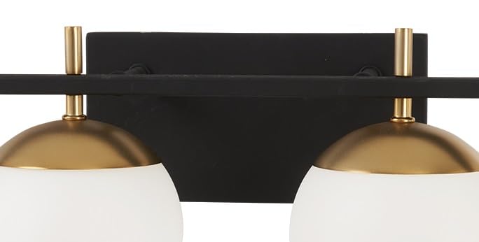 Image of GEORGE KOVACS P1354-618 Alluria Vanity Bath Light, 4-Light, 300 Total Watts, 8.5-in H x 33-in W, Weathered Black with Autumn Gold