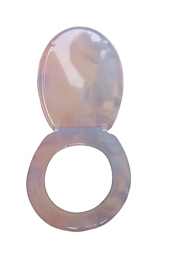 VEREG Duroplast WC-Sitz Cloudy mit Absenkautomatik für geräuschloses Schließen, ovale Form, angenehmer Sitzkomfort, max. belastbar bis 150 kg