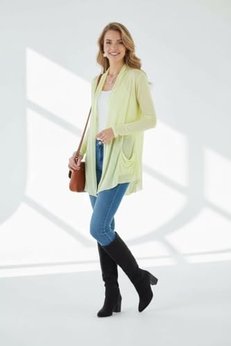 Image of ToBeInStyle Womens Open Front Long Sleeve Lightweight Asymmetrical Draped Cardigan with Side Pockets