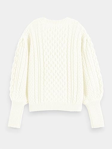 rrhss Girls Cable Knit Sweaters Kids Fall Fashion Puff Sleeve Ribbed Cuffs Crewneck Clothes 5-14 Years4