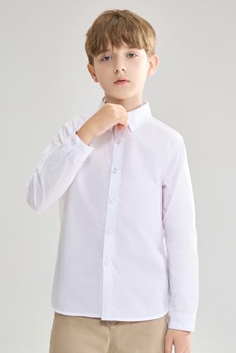 maoo garden Mädchen weißes Schuluniformhemd Langarmbluse Button-Down-Bluse 164