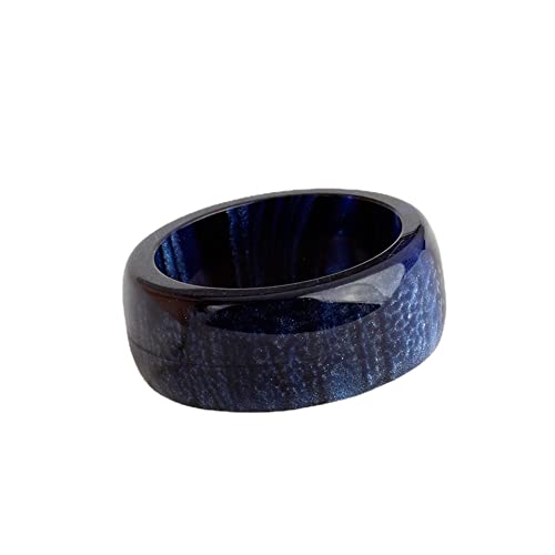 AOLI Anillos de acrílico de resina de color brillante, elegantes, gruesos, coloridos, para mujeres y hombres, talla 5-11 (azul profundo, 11)