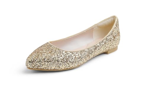 Feversole Damen Macaron Bunte Memory Foam Cushion Insock Patent Ballett Flat, Glitzer, goldfarben, spitz, 10 für 29,99 EUR bei Amazon Bild: Feversole Damen Macaron Bunte Memory Foam Cushion Insock Patent Ballett Flat, Glitzer, goldfarben, spitz, 10 für 29,99 EUR bei Amazon