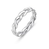 Angoily Anillo de Mujer Vintage Plata Talla 6 Cerrado Cadena Creativa para Dedo Joyería Femenina Elegante Uso Diario Fiesta Obsequio
