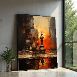 Toile abstraite en morceaux pour habiller un grand mur vide marron