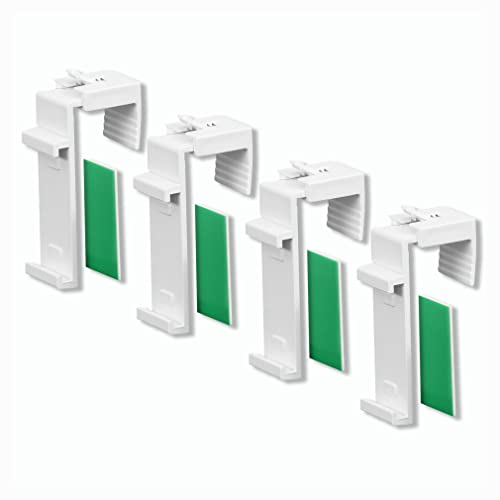 KLEMMFLEX Klemmhalter kurz für Klemmfix Rollo, Doppelrollo, Duo-Rollo, ohne Bohren zum Klemmen und Kleben, 4 Stück, als Zubehör Ersatzteil für die Aufhängung, Befestigung am PVC-Fenster, Tür