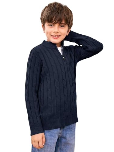 Zhaovi's Toddler Boys Girls Sweater Twisted Knit Cable 1/4 Zip Sweaters Outfit Baby Winter Long Sleeve Warm Soft Outwear4