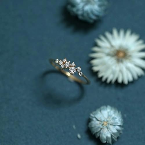 Image of Simple 18k Gold plated Rings for Teen Girls White Studded Eternity Wedding Ring 925 Sterling Silver Plated Engagement Stackable Rings Women Fashion Jewelry Gift for her