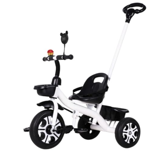 Geyaziu 子供乗せ自転車 三輪車 キックバイク 三輪車 手押し棒付き 子供自転車 自転車 3輪 赤ちゃん おもちゃ 調節可能なシート 軽量 組み立て簡単 1 〜 6 歳のお子様向け 乗用玩具 (ホワイト,アップグレードです)