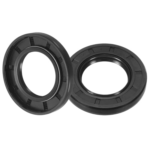 uxcell Oil Seal, TC 30mm x 52mm x 7mm Nitrile Rubber Cover Double Lip with Spring for Mechanical Motive Axle Bearing Shaft, Black 2 Pcs