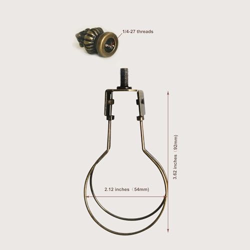 Image of GY & CK Antique Brass Clip On Lampshade Adapter Lamp Shade Light Bulb Clip Adapter Includes Decoration Finial, Spring Clip for Light Bulb