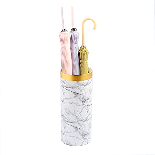 Porte-parapluie haut de gamme socle marbre noir et cylindre blanc