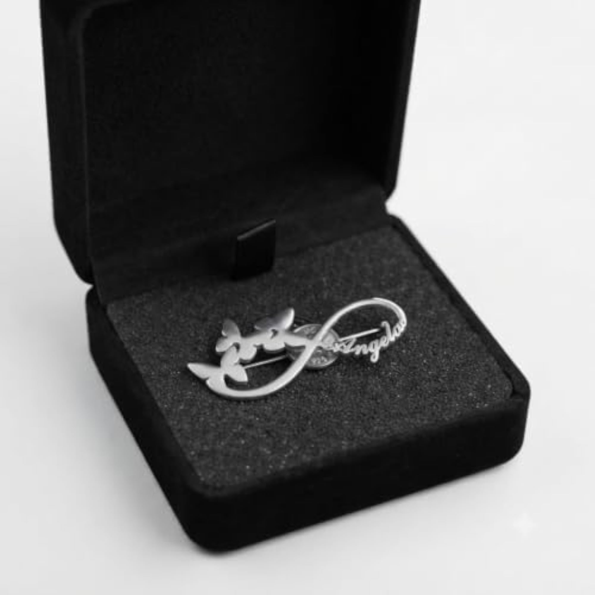 Custom Name Brooch for Women, Personalized Silver Name Brooch