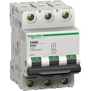 Disyuntor 32 A 3P curva D 10 kA C60 N multi9 (remplacé par a9 F75332) Schneider 24605