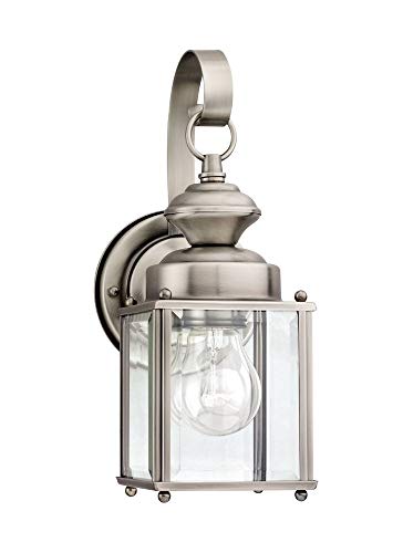 Sea Gull Lighting 8456-965 Jamestowne Outdoor Wall Lantern Outside Fixture, One - Light, Antique Brushed Nickel