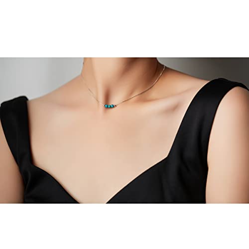 Dainty Crystal 925 Sterling Silver Choker Collar Necklace Handmade With 3 Beads Birthstone Jewelry Gifts for Women Young Lady Mother Friends Keenove4