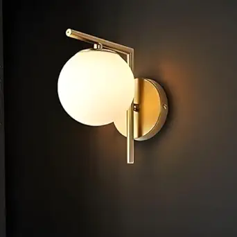Golden Metal & Glass (corner down shape) Wall Light for Living Room Modern/Wall Lamps for Bedroom/for Living Room/Wall Lights for Home Decoration/Bedside Wall lamp (E27 Bulb Holder)(Bulb not Included)