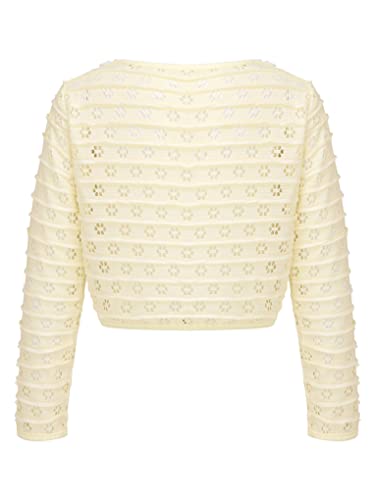 JanJean Kids Little Girls Long Sleeve Lace Hollow Bolero Jacket Top One Button Cardigan Shrug Dress Cover up Shawl Cardigan2