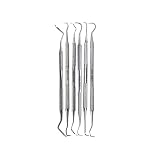 6 Dental Sickle Scalers Double Ended Probes for Professional Teeth Cleaning Calculus Plaque & Tartar Remover - Made of Stainless Steel for Oral Care with Knurled Handle, Different Double Ended Picks