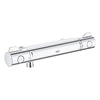 GROHE Grohtherm 800 - Thermostat Brausebetterie (eingebaute Rückflussverhindere, integrierte Mischwasserabsperrung, ohne Anschlüsse) Silber, 34561000 – Ansicht 1