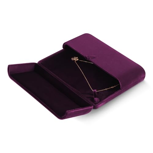 Necklace Gift Box for Women, Resilient Velvet Large Necklace Display Case