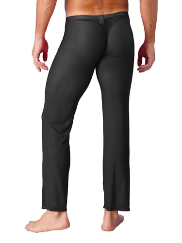 Men's Mesh See Through Pajama Pants Home Sleep Bottoms Nightwear Underwear Loose Trousers2
