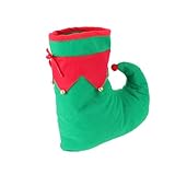 [SOESFOUFU] クリスマスパーティー用赤緑ベル付きエルフ靴 大人子供向けコスプレ写真小道具 フェスティバル仮装コスチュームアクセサリー