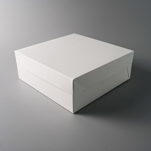 Lot de 10 boîtes à gâteau - 32 x 32 x 12 cm - Blanc - Boîte de rangement solide