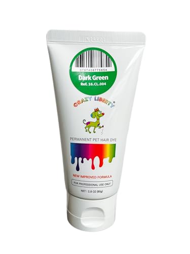 Crazy Liberty Permanent Pet Hair Dye for Dogs and Horses – Dark Green, Professional Grooming Color Gel, For Creative Groomers, 2.8 Fl Oz