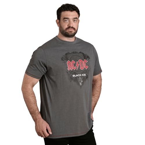 D555 Mens Clydebank Big & Tall AC/DC Short Sleeve T-Shirt - Charcoal - 6XL