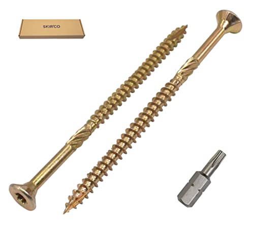 SKIR'CO Paquete de 80 tornillos universales de acero galvanizado de 5 x 120 mm, cabeza avellanada, cabeza torx, tipo 17, tornillos de aglomerado (80, 5 x 120 mm)