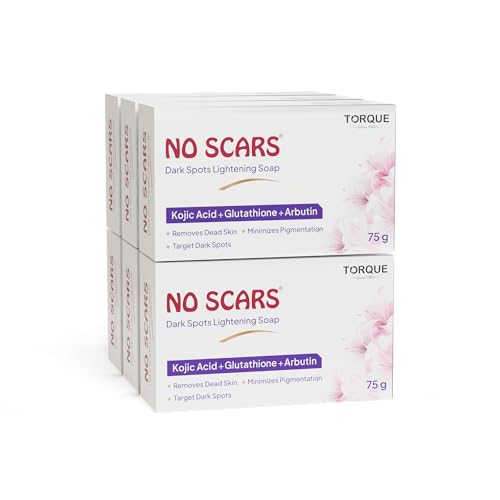 No Scars Kojic Acid & Glutathione Soap | Whitening Bath Soap for Men & Women | Tan & Dark Spot Removal | Brightens Skin & Reduces Hyperpigmentation | Glowing Skin Soap (Pack Of 6)
