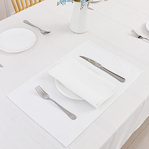 Randall Waffle Stripe Placemats 4Pcs Set Heat Insulated Resistant Spot Clean Machine Washable, Soft And Durable For Kitchen Dining Office Farmhouse (12''×18'', White) #TOP4