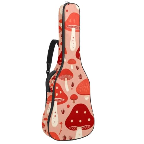 Étui pour guitare acoustique avec motif champignon rouge et rembourrage épais protecteur
