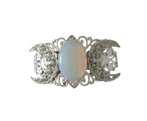 Opalite Triple Moon Cuff Bracelet, handmade jewelry wiccan pagan wicca witch goddess witchcraft