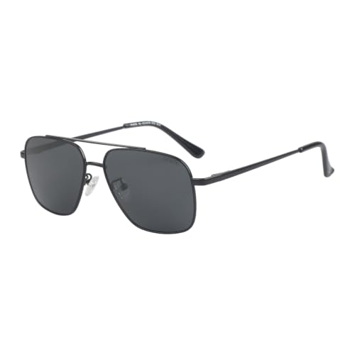 Image of Fueel Polarized Square Sunglasses for Men & Women | UV Protected Retro Half Frame Sunglasses | Lightweight Stylish Black Frame
